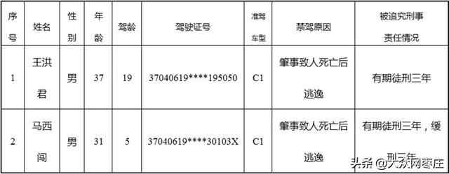 枣庄交警通报：2人终生禁驾，因肇事逃逸致人死亡