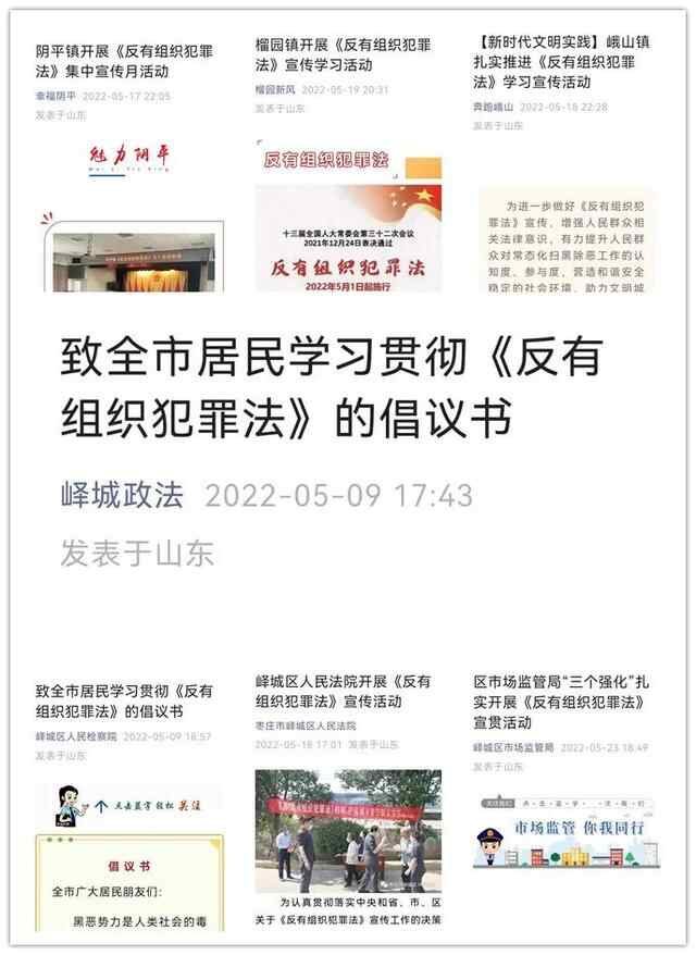 峄城区、台儿庄区深入开展《反有组织犯罪法》宣传活动