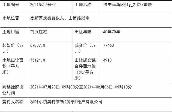 华都、枫叶小镇奥特莱斯（济宁），济宁高新区再拿地