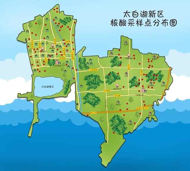 太实用！济宁太白湖新区**服务手绘地图清新出炉