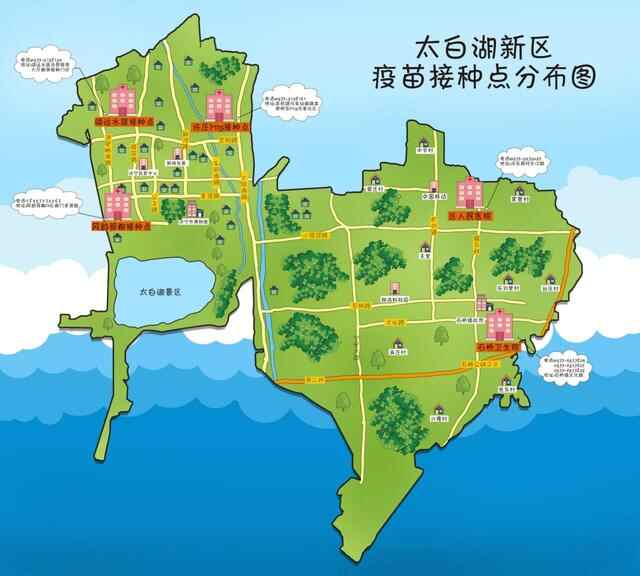 太实用！济宁太白湖新区**服务手绘地图清新出炉