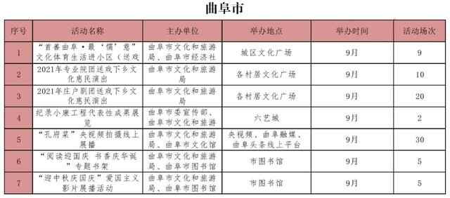 提前看！9月份济宁市公共文化活动安排出炉
