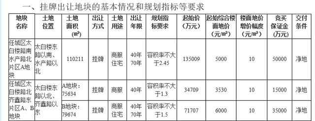 一宗商服、两宗商住，任城区太白楼路三宗地块挂牌出让