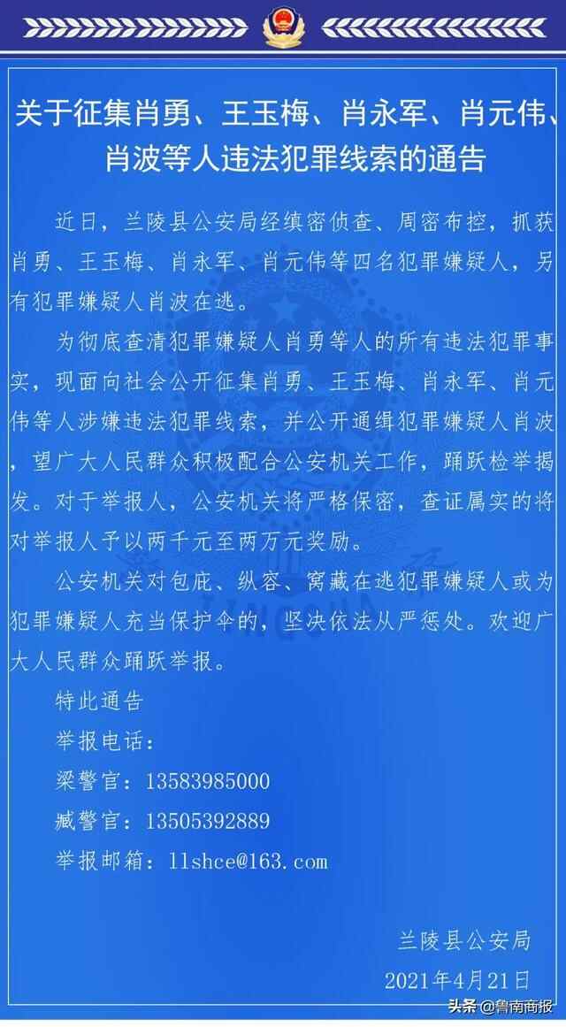 快看看！兰陵4男1女被曝光！警方征集他们的违法犯罪线索