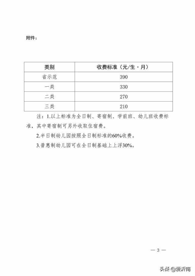 沂南县幼儿园收费管理公开征求意见！