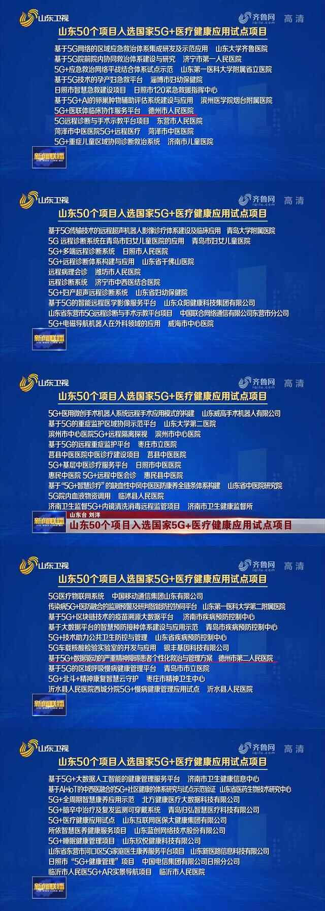 德州2个项目入选国家5G+医疗健康应用试点项目名单
