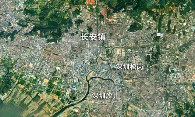 卫星上看广东东莞长安镇：全国十强镇之一，和深圳城区融为一体