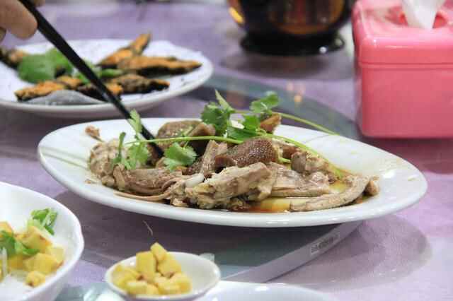 (万江潮鑫隆食府)潮州师傅刀工了得，鱼片薄如蝉翼，鱼生狗肉